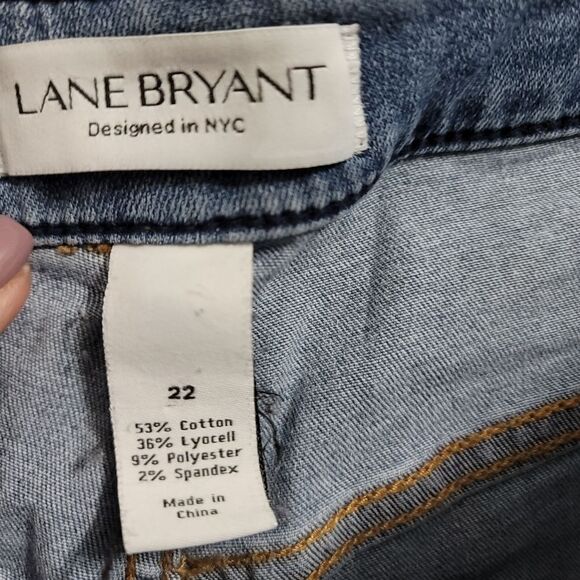 Lane BRYANT Mid Rise SuperStretch Skinny Bead Rhinestone Jeans - Picture 9 of 11